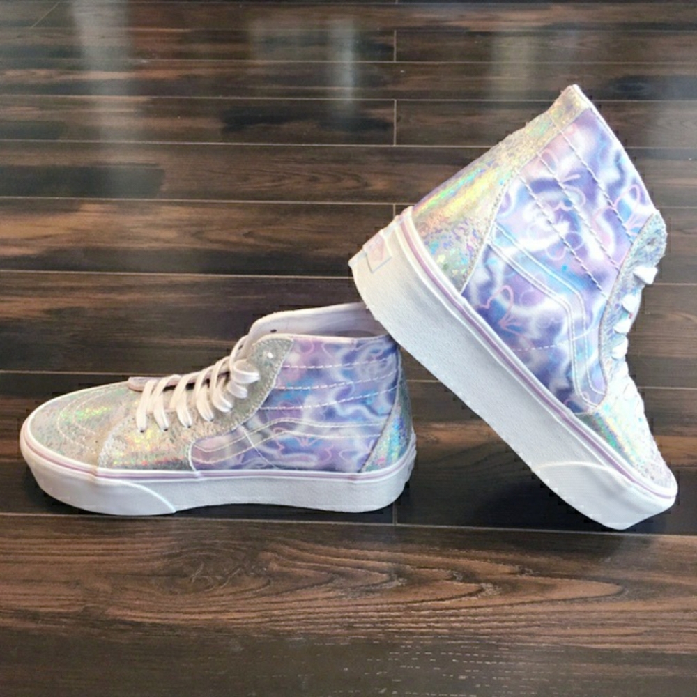 NWT! Vans Sk8-Hi Tapered High Top Shoes / Sneakers BUTTERFLY DREAMS HOLOGRAPHIC - Picture 6 of 12